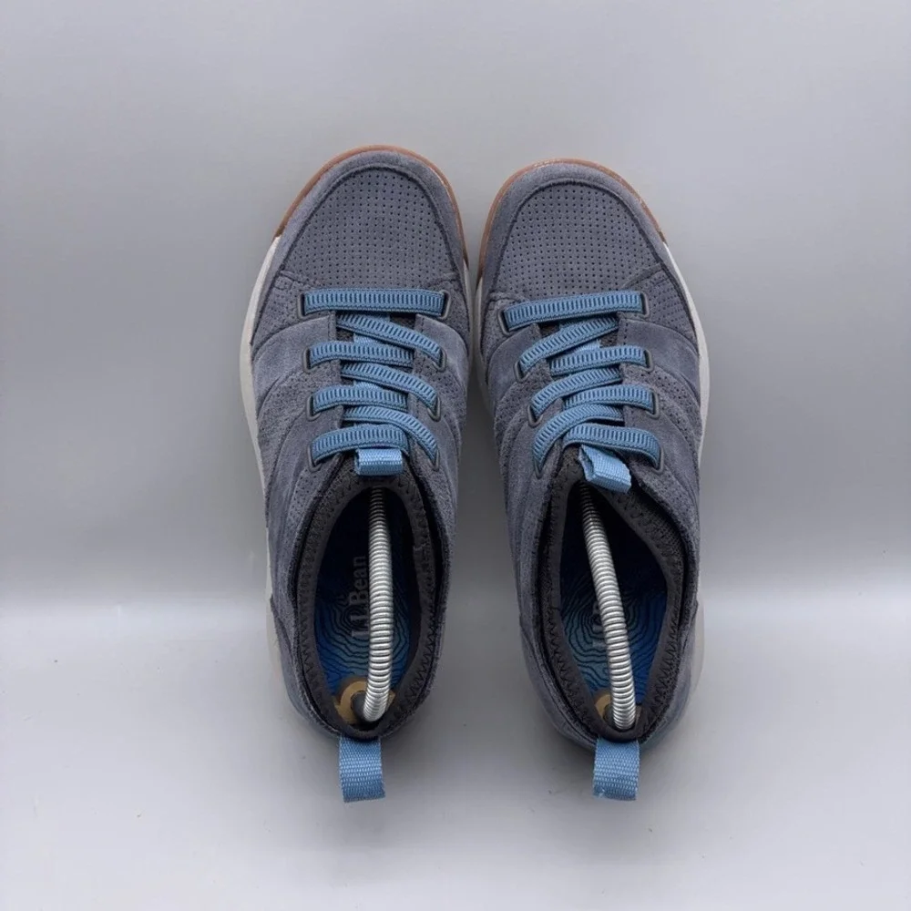 LL Bean Shoes Women 7 Gray Suede Perforated Outdoor Vista Low Lace Sneakers